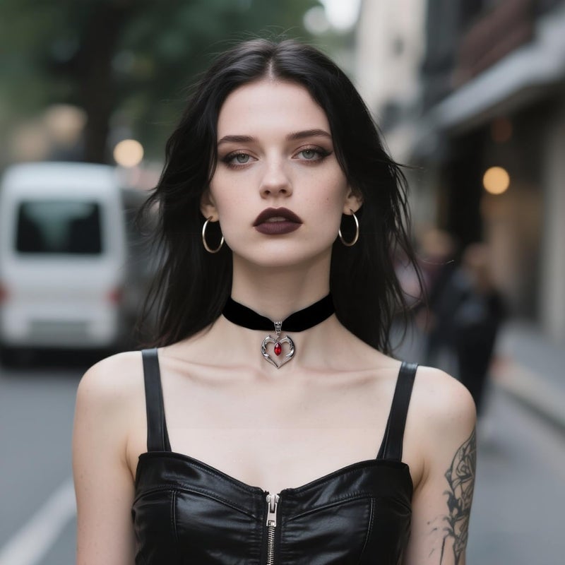 Cicod Gothic Black Velvet Goth Choker Necklace for Women,Cameo Black Choker Crow Skull Pendant Necklace Vintage Collar Skull Necklace Gothic Jewelry - Image 2